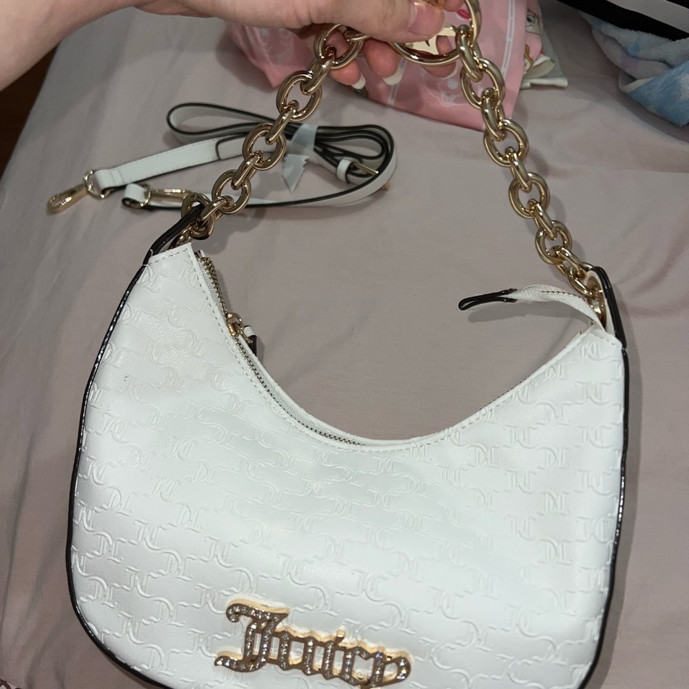 Juicy Couture White and Gold Shoulder Bag